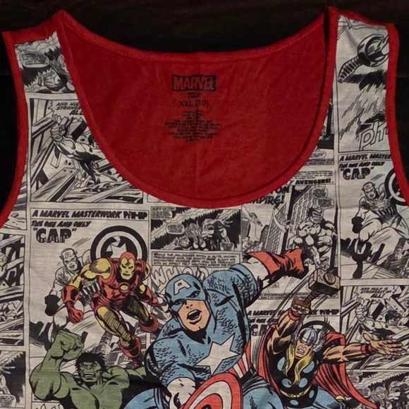 MARVEL SUPER HERO TANK WITH RED CONTRAST FABRICS AT NECK/BACK JRS XXL - Picture 4 of 4